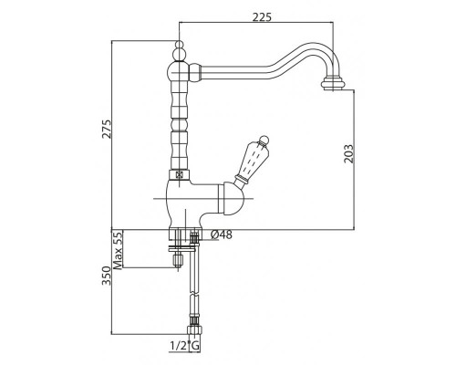 Смеситель для раковины с донным клапаном CEZARES VINTAGE-LSM2-01-Sw
