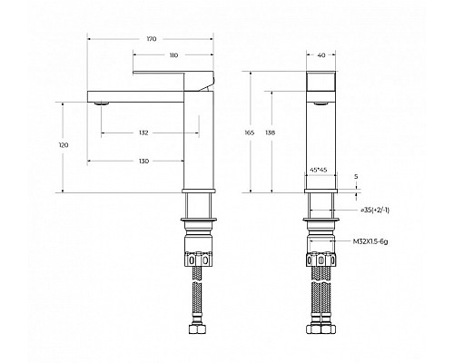 Смеситель для раковины без донного клапана CEZARES SLIDER-LS-01-W0