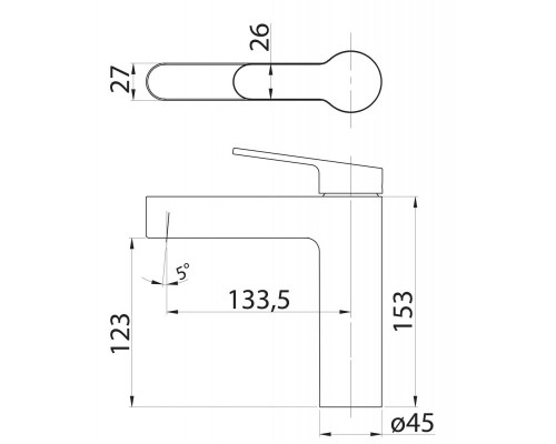 Смеситель для раковины без донного клапана нержавеющая сталь BelBagno DELTA DEL-LVM-BORO Брашированное золото