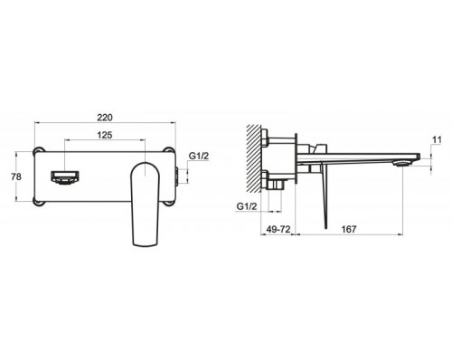 Встраиваемый смеситель для раковины CARIN CAR-BLM-CRM