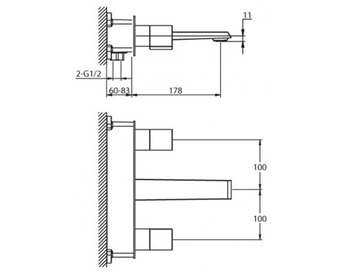 Встраиваемый смеситель для раковины ARLIE ARL-BLI-CRM