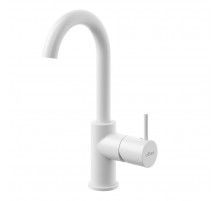 Смеситель для раковины однорычажный c тонкой ручкой, с донным клапаном CEZARES LEAF-LSM-A-L-BIO белый матовый