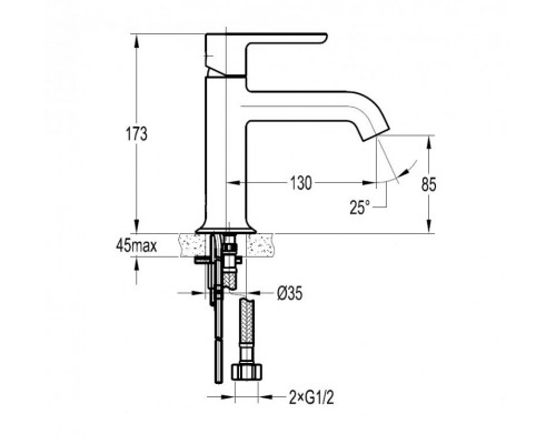 Смеситель для раковины без донного клапана CEZARES ECO-LS-NOP-W0 чёрный матовый