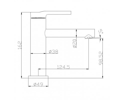 Смеситель для раковины без донного клапана нержавеющая сталь BelBagno ETNA ETN-LVM-IN