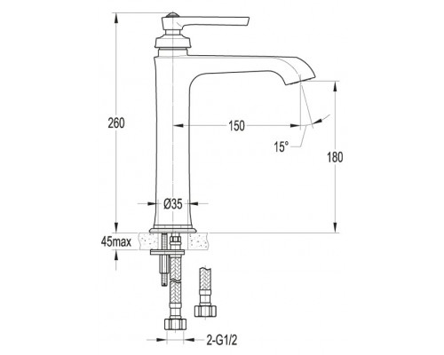 Смеситель для накладных раковин Cezares LIBERTY-F-LC-01-W0
