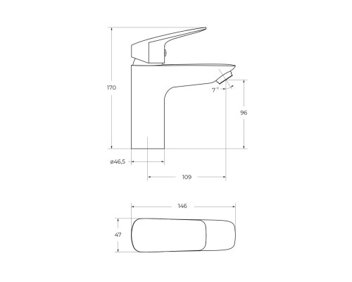 Смеситель для раковины без донного клапана BelBagno DUE-LVM-GM-W0, оружейная сталь