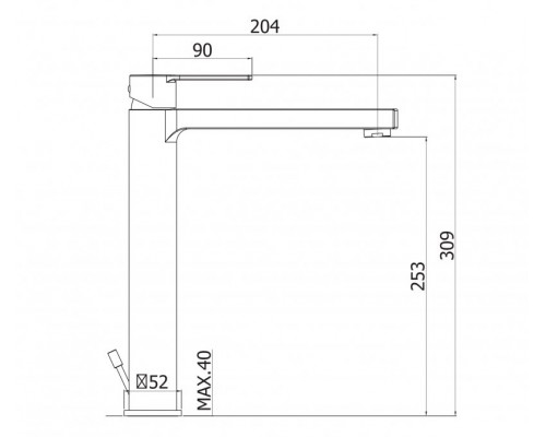 Смеситель для накладной раковины без донного клапана CEZARES OVEST-LSM1-A-01-W0