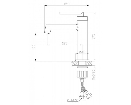 Смеситель для раковины без донного клапана BelBagno ACQUA-LVM-CRM