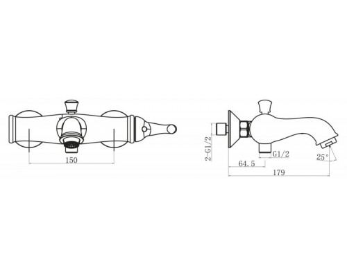 Смеситель для ванны и душа TIFFANY TIF-VASM-CRM