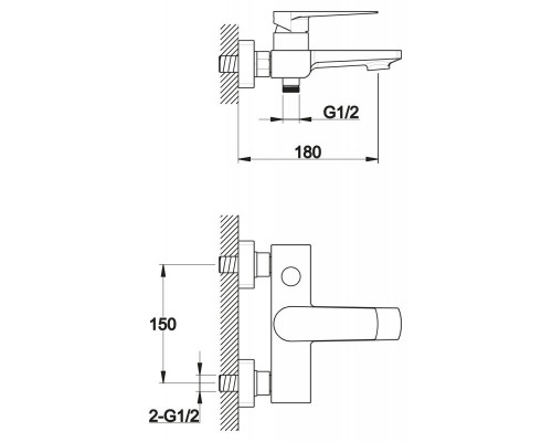 Смеситель для ванны и душа CARIN CAR-VASM-CRM