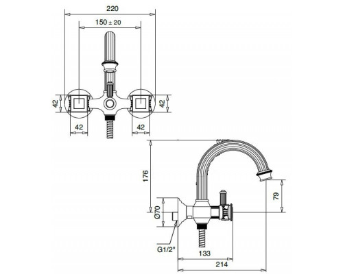 Смеситель для ванны и душа Cezares OLIMP-VD-02-M