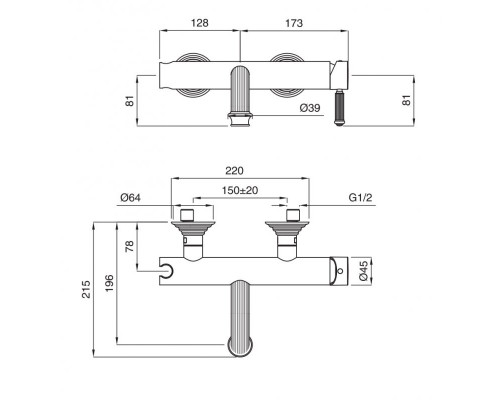 Смеситель для ванны и душа однорычажный Cezares APHRODITE-VDM-02-Bi