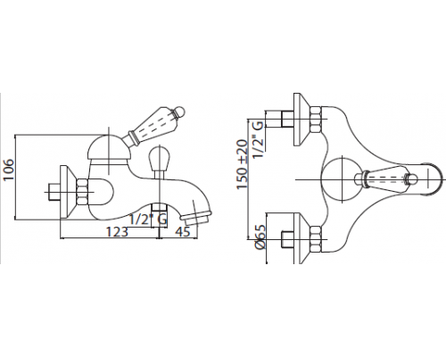 Смеситель для ванный и душа CEZARES ELITE-VM-01-Bi
