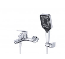 Смеситель для ванны и душа в комплекте с ручным душем, шлангом и держателем BelBagno DUE-VASM-CRM
