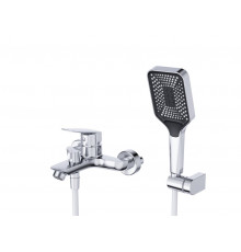 Смеситель для ванны и душа в комплекте с ручным душем, шлангом и держателем BelBagno DUE-VASM-CRM