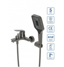 Смеситель для ванны и душа BelBagno DUE-VASM-GM, оружейная сталь