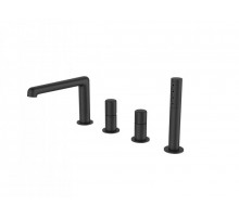 Смеситель на борт ванны с ручным выдвижным душем BelBagno UNO-BVD4-NERO