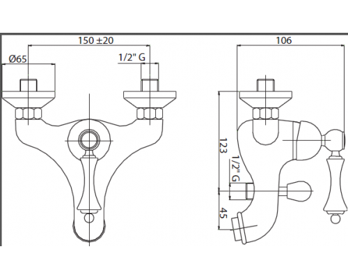 Смеситель на борт ванны с ручным душем CEZARES MARGOT-PBVM-01-M