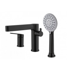 Смеситель на борт ванны с выдвижным ручным душем DELTA DEL-BVD3-NERO чёрный матовый