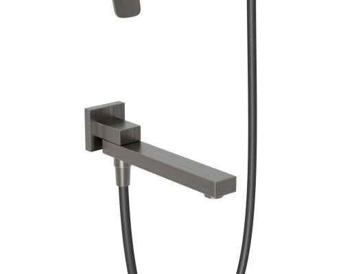 Душевой комплект встраиваемый с изливом BelBagno DUE-VDSET-GM, оружейная сталь
