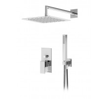 Душевая система с переключателем для верхнего, ручного душа, верхний душ из стены, квадратный 25 см, материал металл CEZARES PORTA-DSIPQ-25-BIO белый матовый