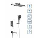 Душевой комплект встраиваемый с изливом BelBagno DUE-VDSET-GM, оружейная сталь