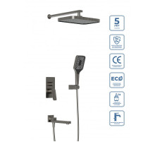 Душевой комплект встраиваемый с изливом BelBagno DUE-VDSET-GM, оружейная сталь