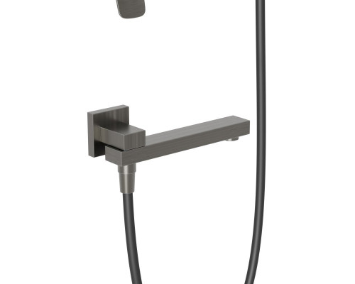 Душевой комплект встраиваемый с изливом BelBagno DUE-VDSET-GM, оружейная сталь