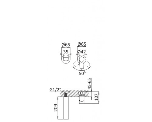 Смеситель для раковины однорычажный, с донным клапаном CEZARES NAUTIC-BLI2-NOP