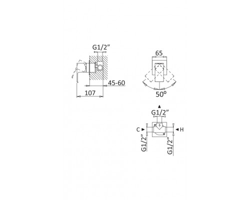 Встраиваемый однорычажный смеситель для душа CEZARES PORTA-DIM-NOP