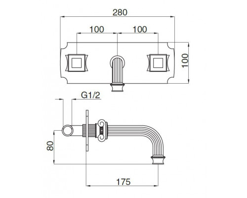 Встраиваемый смеситель Cezares OLIMP-BLS2-03/24-Sw