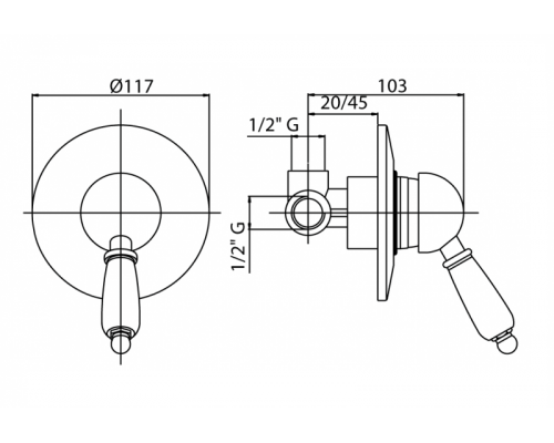 Встраиваемый смеситель CEZARES ELITE-DIM-03/24-M