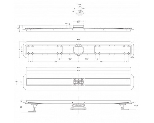 Душевой лоток BELBAGNO LUCE 90 см BB-LD-LUCE-90-CR хром матовый