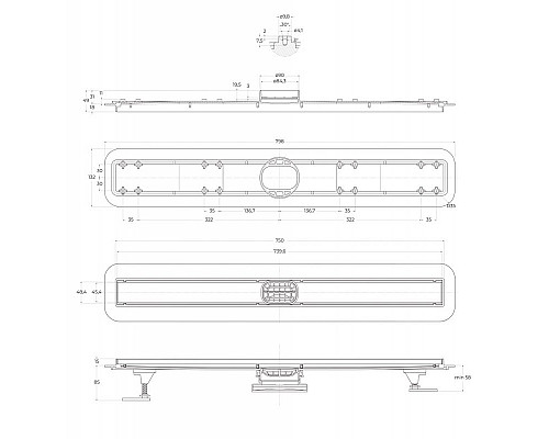 Душевой лоток BELBAGNO LUCE 80 см BB-LD-LUCE-80-CR хром матовый