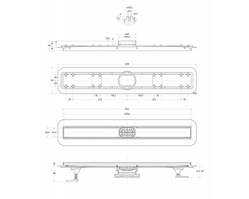 Душевой лоток BELBAGNO LUCE 70 см BB-LD-LUCE-70-NERO черный матовый