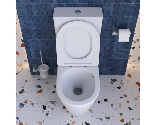 Унитаз-компакт безободковый с сиденьем и смывом TORNADO BelBagno FLAY-R BB2149CP-TOR/SC + BB2149T