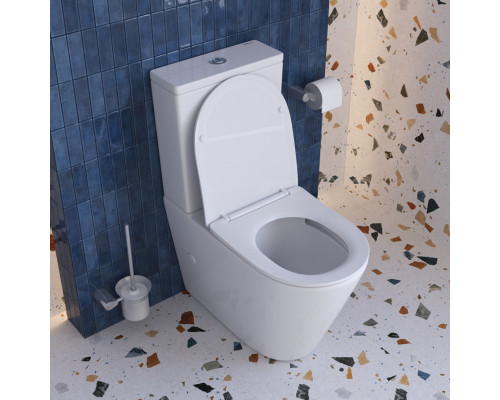 Унитаз-компакт безободковый с сиденьем и смывом TORNADO BelBagno FLAY-R BB2149CP-TOR/SC + BB2149T