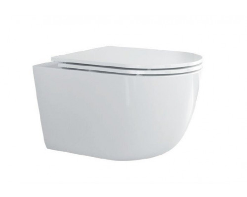 Унитаз подвесной безободковый со смывом Торнадо с сиденьем CEZARES RELAX-TOR 49 см CZR-38088-49-TH-TOR/SC