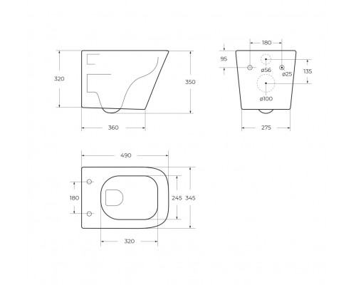 Унитаз подвесной безободковый с сиденьем и смывом TORNADO BelBagno ARDENTE-R BB520CH-TOR/SC