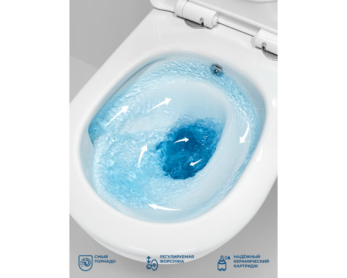 Унитаз подвесной с сиденьем, функцией биде и смесителем BelBagno MARINO BB7026CH-TOR-BS/SC