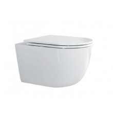 Унитаз подвесной безободковый со смывом Торнадо с сиденьем CEZARES RELAX-TOR 53 см CZR-3806-53-TH-TOR/SC