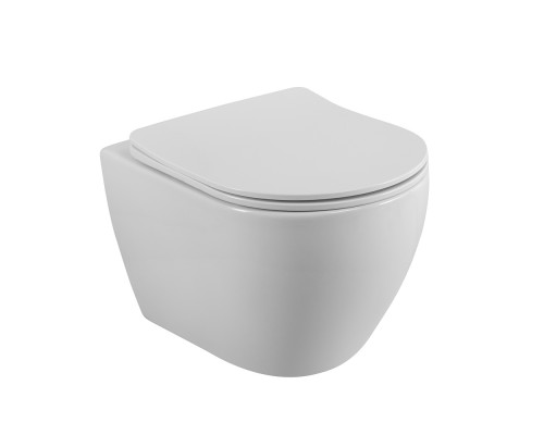 Унитаз подвесной безободковый с сиденьем и смывом TORNADO CEZARES STYLUS-TOR CZR-6601-TH-TOR/SC