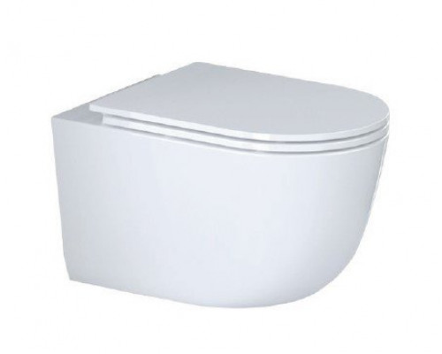 Унитаз подвесной безободковый со смывом Торнадо с сиденьем CEZARES RELAX-TOR 53 см CZR-3806-53-TH-TOR/SC