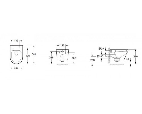 Унитаз подвесной c креплением и сиденьем дюропласт soft close BelBagno TRE BB8001CHR/SC