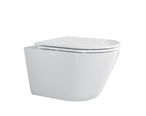 Унитаз подвесной безободковый со смывом Торнадо с сиденьем CEZARES LINER-TOR 49 см CZR-38083-49-TH-TOR/SC