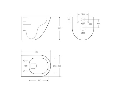 Унитаз подвесной безободковый с сиденьем и смывом TORNADO BelBagno AMANDA-TOR BB051CH-TOR-FC/SC