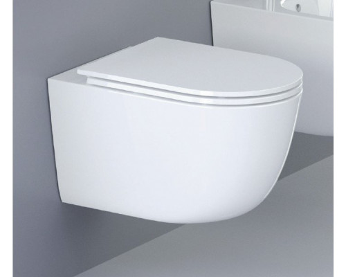Унитаз подвесной безободковый со смывом Торнадо с сиденьем CEZARES RELAX-TOR 49 см CZR-38088-49-TH-TOR/SC