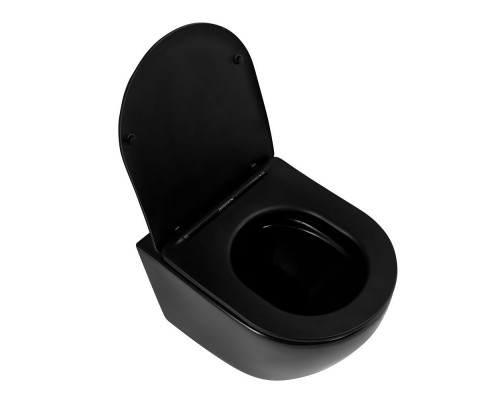 Унитаз подвесной безободковый с сидением Art&Max OVALE AM011CHR-MB/SC