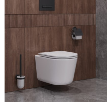 Унитаз подвесной безободковый со смывом Торнадо с сиденьем CEZARES LINER-TOR 49 см CZR-38083-49-TH-TOR/SC