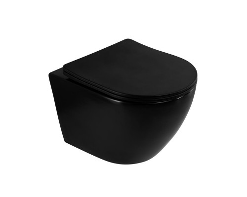 Унитаз подвесной безободковый с сидением Art&Max OVALE AM011CHR-MB/SC